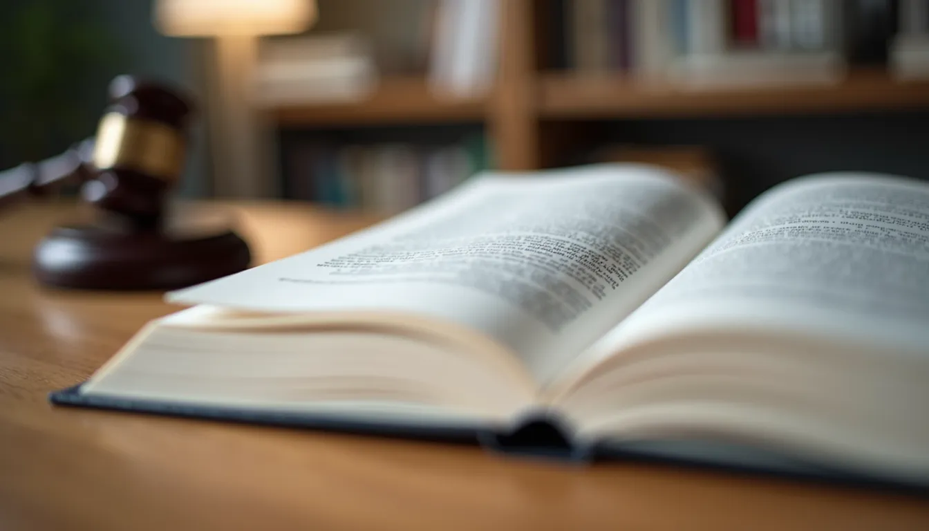 Eye-level view of a legal book on employment rights