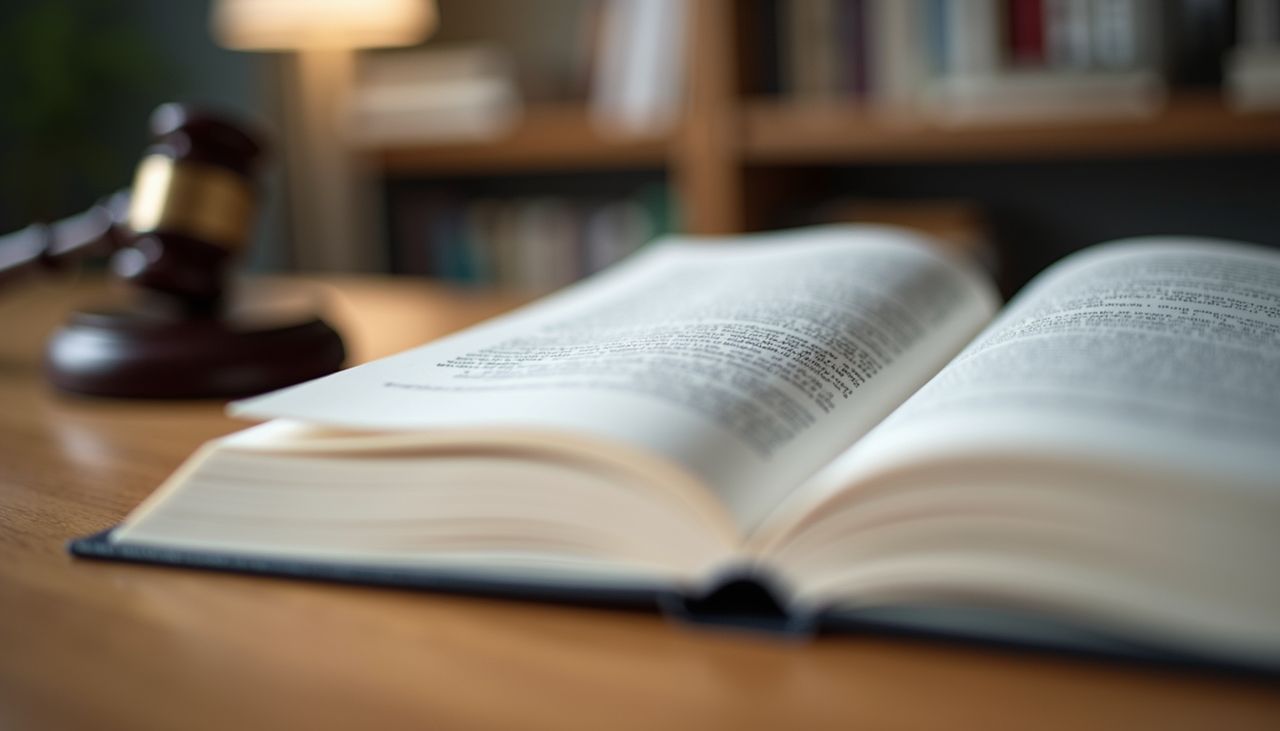 Eye-level view of a legal book on employment rights